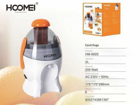 Centrifuga Elettrica 200w 2l Frutta Verdura Succhi Hoomei Hm-6920 Frullatore
