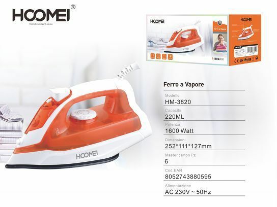 Ferro Da Stiro 1600 Watt 220ml Con Getto Vapore Verticale Spray Hoomei Hm-3820