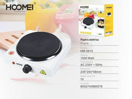 Piastra Elettrica Singola 1500 Watt Fornello Fornellino Elettrico Hoomei Hm-5610