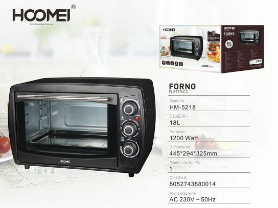 Forno Fornetto Elettrico 1200 Watt 18 Litri Luce Interna Timer Hoomei Hm-5218