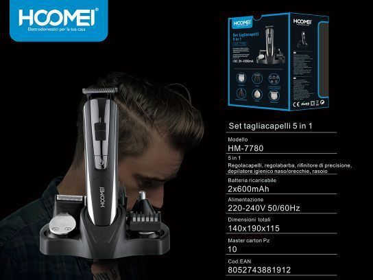 Tagliacapelli Senza Fili Ricaricabile Professionale Rasoio 5in1 Hoomei Hm-7780