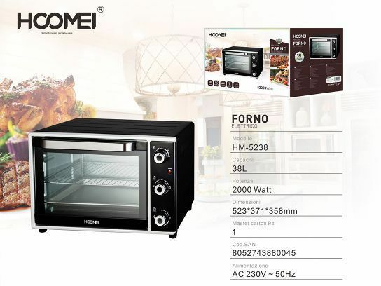 Forno Fornetto Elettrico 2000 Watt 38 Litri Luce Interna Timer Hoomei Hm-5238