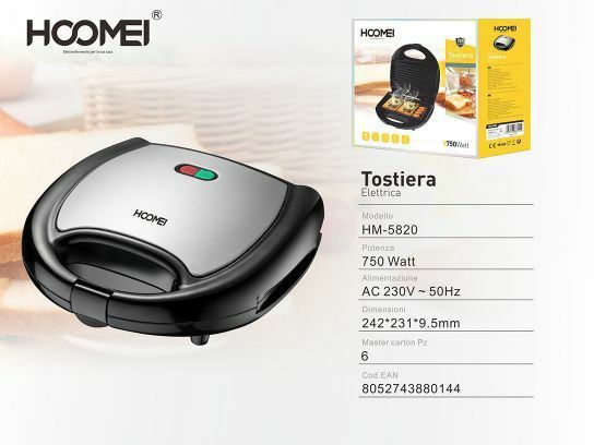 Piastra Tostiera Elettrica Toast 750 Watt Antiaderente Regolazione Hoomei Hm5820