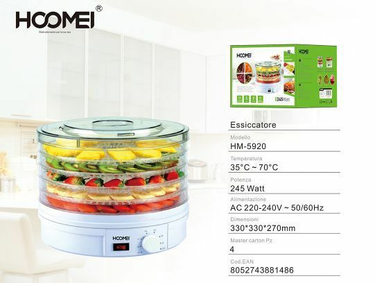 Essiccatore Alimenti Frutta Verdura Essicatoio 245w 35-70° Hoomei Hm-5920