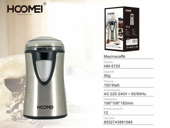 Macina Caffe 150 Watt 50 Gr Corpo Lame In Acciaio Base Hoomei Hm-5725