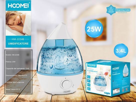 Umidificatore d'aria da 3,4 Litri Ultrasuoni con Aromaterapia Hoomei Hm-2234
