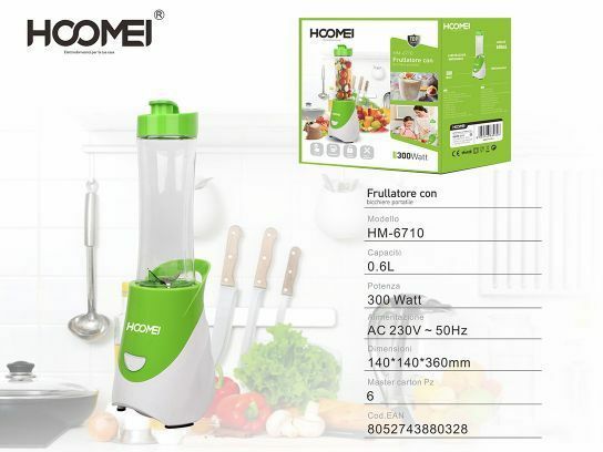 Frullatore Elettrico Tritatutto Frutta Frappe 0,6lt 300 Watt Hoomei Hm-6710