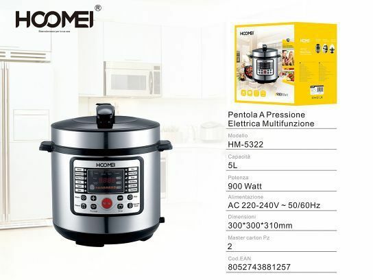 Pentola A Pressione Elettrica Multifunzione 900w 5lt 12 Cotture Hoomei Hm-5322
