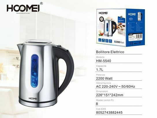 Bollitore Elettrico 2200 Watt 1.7 Litri Hoomei Hm-5540 Per Tisane E Bevande