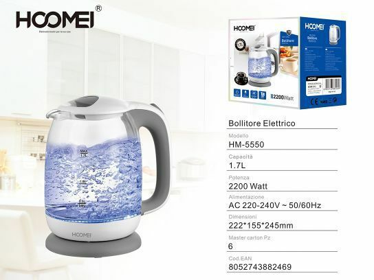 Bollitore Elettrico 1.7 Litri 2200 Watt Hoomei Hm-5550 Scalda Acqua Te'
