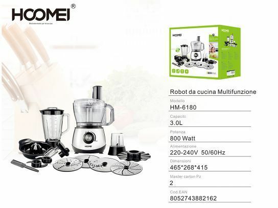 Robot Da Cucina Multifunzione In Abs E Acciaio Inox 800 Watt 3lt Hoomei Hm-6180