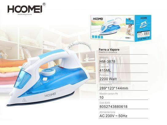 Ferro Da Stiro 2200w 415ml Piastra In Ceramica Con Getto Vapore Hoomei Hm3878
