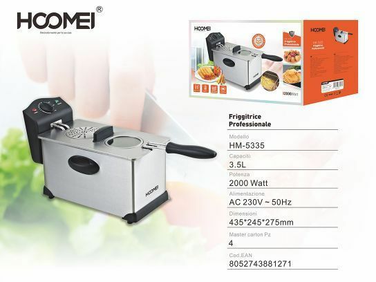 Friggitrice Elettrica Professionale Acciaio Inox 3,5l 2000w Hoomei Hm-5335