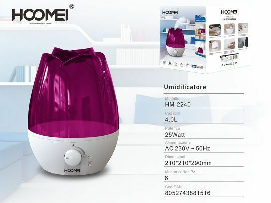 Umidificatore 4Lt 25w Aromaterapia 7 Differenti Colorazioni Led Hoomei Hm-2240