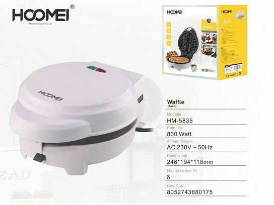 Piastra Elettrica Hoomei Waffle Cialda 830 W Antiaderente Wafer Waffel Hm-5835