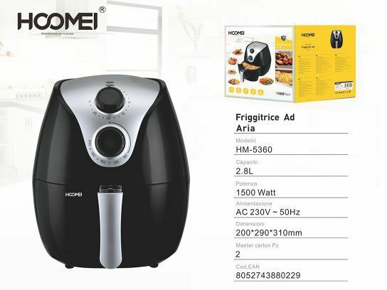 Friggitrice Ad Aria 1500w Frittura Senza Olio Leggera 2.8l Hoomei Hm-5360