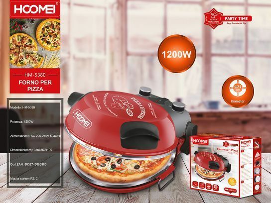 Forno Per Pizza Piastra Express Pizza Maker 1200w Piastra 31Cm Hoomei Hm-5380