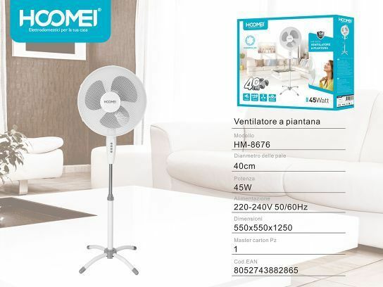 Ventilatore a Colonna Piantana Altezza Regolabile 3 Velocità Hoomei HM-8676