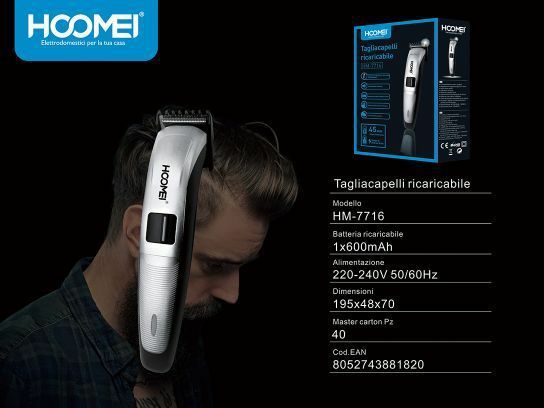 Tagliacapelli Elettrico Ricaricabile Professionale Rasoio Uomo Hoomei Hm-7716