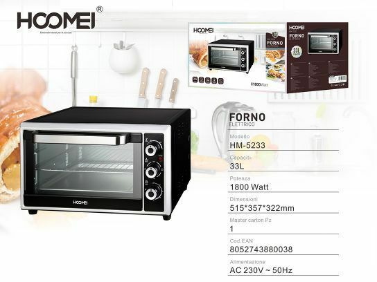 Forno Fornetto Elettrico 1800 Watt 33 Litri Luce Interna Timer Hoomei Hm-5233