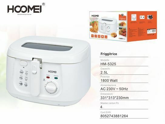 Friggitrice Elettrica 2,5 Litri 1800w Con Cestello Estraibile Hoomei Hm-5325