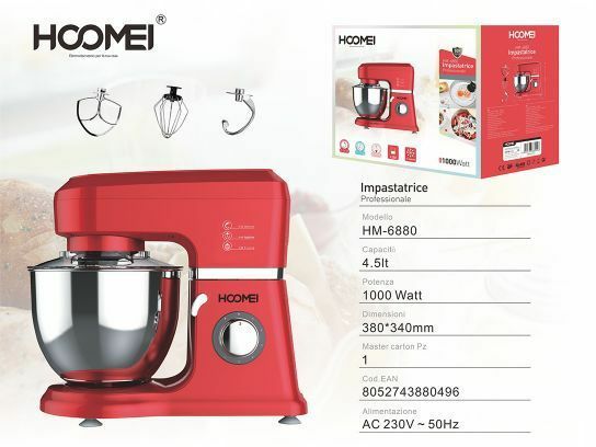 Impastatrice Planetaria Professionale Acciaio Inox 4,5Lt 1000W Hoomei Hm-6880