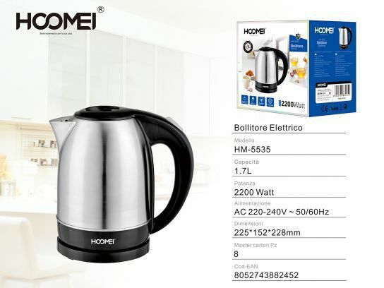 Bollitore Elettrico 2200 Watt 1.7 Litri Per Infusi Tisane Hoomei Hm-5535