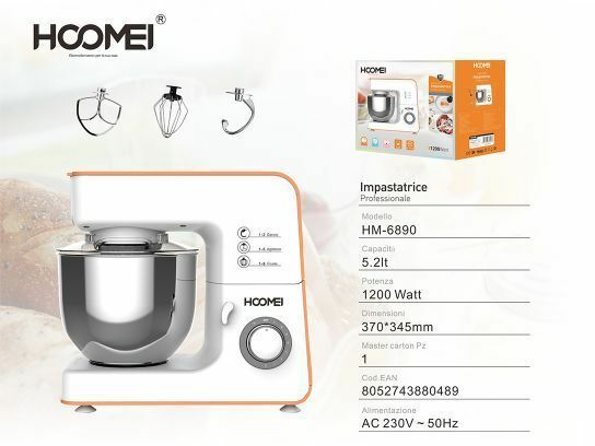Impastatrice Professionale Robot Cucina 5,2 Lt 1200w Planetaria Hoomei Hm-6890