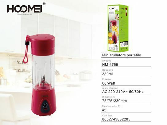 Frullatore Elettrico Portatile Mini Per Frappe Piccolo Mixe Vetro Hoomei Hm-6755