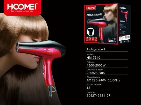 Phon Proefssionale Asciugacapelli Phono Capelli 1800-2000 W Hoomei Hm-7640