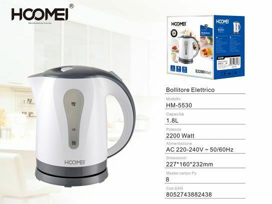 Bollitore Elettrico 2200 Watt 1.8 Litri Con Base Girevole Di 360° Hoomei Hm-5530