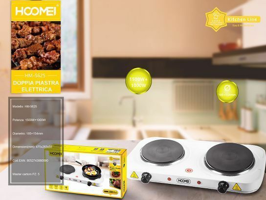 Fornello Elettrico Doppia Piastra 2500w Hoomei Hm-5625 Campeggio Piano Cottura