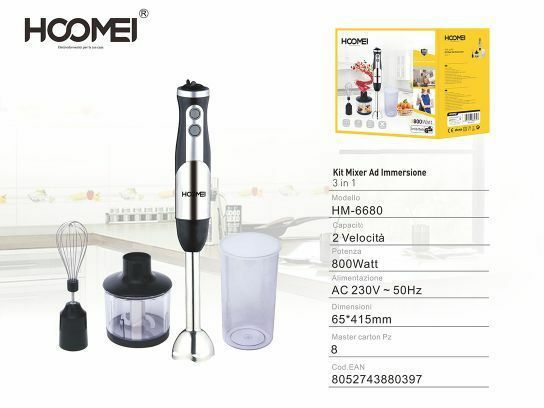 3in1 Mixer Ad Immersione Multifunzione 800 W 2 Velocita' Cucina Hoomei Hm-6680