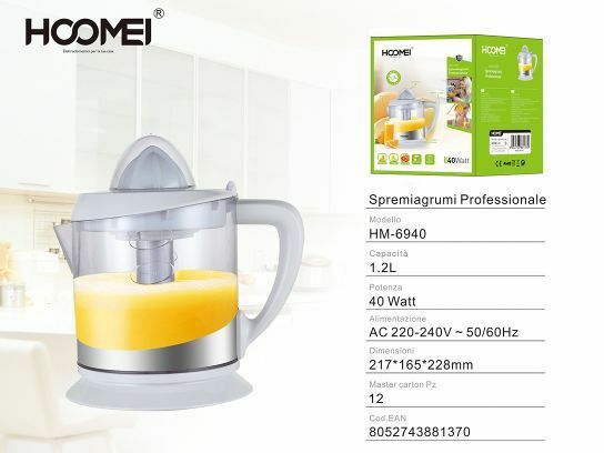 Spremiagrumi Elettrico Professionale Limoni Arance 1,2l 40 Watt Hoomei Hm-6940