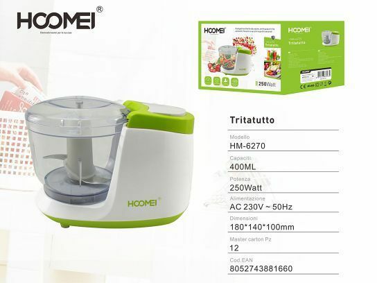 Tritatutto Tritaverdure Frutta Trita Taglia Verdure 400 Ml 250w Hoomei Hm-6270