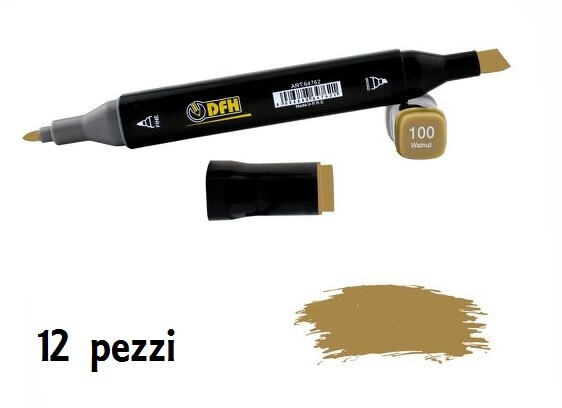 Set 12 Pz Pennarelli Doppia Punta Scuola Disegno Colore 100 Walnut Noce dfh