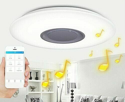 Plafoniera Lampada Soffitto Musicale Speaker C09-RGB Bianco Freddo Naturale uni 1