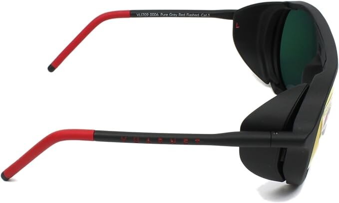 Pre-owned Vuarnet Sunglasses Ice Matte Black - Matt Red - Gray Green With Red Mirror Lens