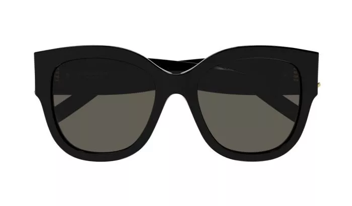 Saint Laurent SL M95/F 001 Black Gold Dark Grey Lenses Sunglasses AUTHENTIC