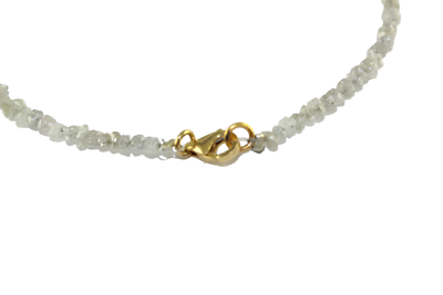 Pre-owned Big-diamonds Grey Rough Uncut Diamond Beads Bracelet With 18k Gold Lobster Clasp 2.50-3.00 Mm In Gray