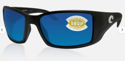 Costa Del Mar Blackfin Black Frame Blue Mirror 580P plastic polarized BL11OBMP