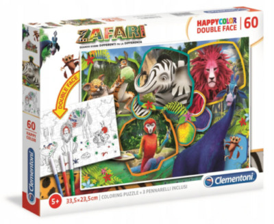 Puzzle dwustronne 60 elementów. Happy Color Double Face. Safari