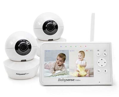 Baby Monitor, Babysense 4.3'' Split Screen, Video Baby Monitor with Two Cameras a