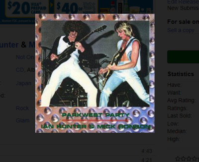 IAN HUNTER & MICK RONSON: Parkwest Party - Rock 'n' Roll Circus #3 - CD
