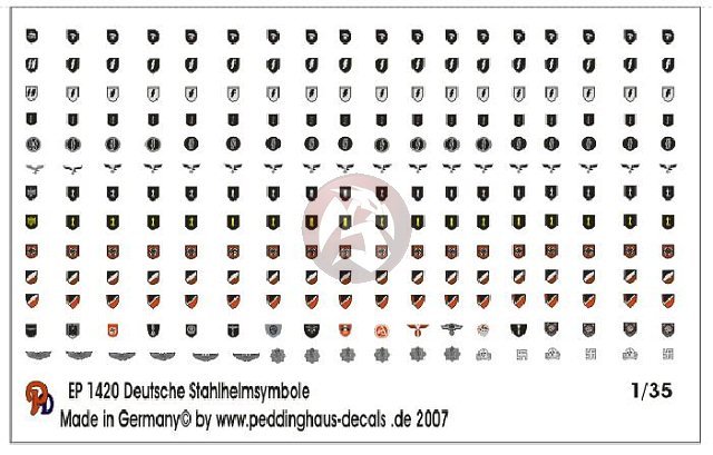 Peddinghaus 1/35 Stahlhelm German Steel Helmet Insignia WWII No.1 [Decal] 1420
