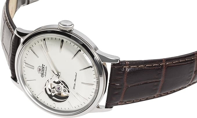Pre-owned Orient Bambino Automatic Watch Automatic Open Heart Rn-ag0005s Men's White Silve