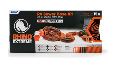 Camco 39861 RhinoEXTREME 15' Black Sewer Hose Kit Includes Swivel Fitting