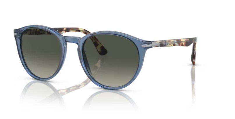 Pre-owned Persol 0po3152s 120271 Transparent Navy/greygradient Round 52mm Men's Sunglasses In Light Grey Gradient Dark Grey