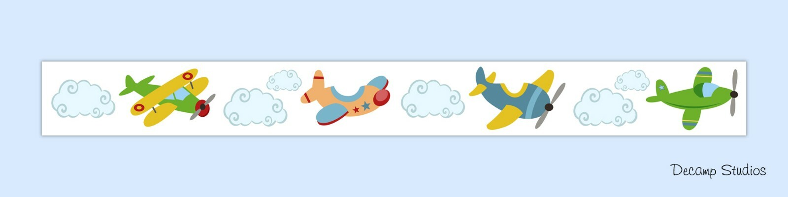 Vintage Airplane Wallpaper Border Wall Art Decals Boy Nursery Kids Room Stickers