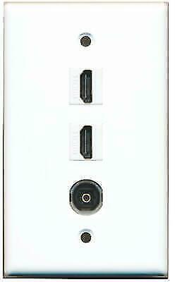 2 HD 1 Toslink Optical Audio Coupler Jack Port Wall Plate Flat White F-F